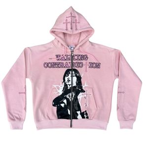 Pink <b>Gothic</b> Pullover <b>Hoodie</b> Women's Zippered Sweatshirt Cross Print Graphic Design Breathable Eco-Friendly 3D Printed Autumn - Product Image 1
