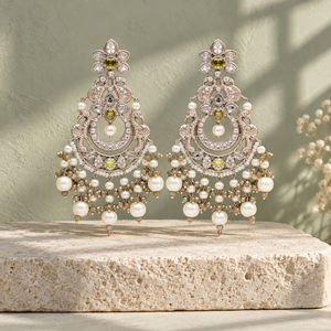 Wholesale Silver Plated <b>Pearl</b> Crescent Chandelier <b>Earrings</b> Bulk Custom Bridal Jewelry - Product Image 1