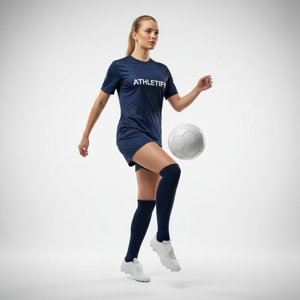 ชุดฟุตบอลหญิง เสื้อ กางเกงขาสั้น ชุดทีมสั่งทำพิเศษ ระบายอากาศได้ดี น้ำหนักเบา โพลีเอสเตอร์ 100% เอวยางยืด ทุกขนาด - Product Image 1