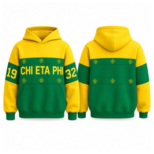 Sweat à capuche zippé pour homme Chi Eta Phi 32 Chapter, noir et jaune, imprimé par sublimation, décontracté, pour l'automne - Product Image 4