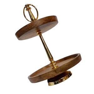 Modern 3 Tier Acacia Wood <b>Cake</b> <b>Stand</b> With Gold Leaf Design Metal Handle Luxury Tiered Dessert Display <b>Stand</b> For Cupcakes Parties - Product Image 5