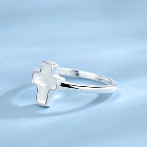 925 Sterling <b>Silver</b> Rectangle <b>Cross</b> Bezel <b>Ring</b> Blank Birthstone Resin Cabochon Keepsake DIY Jewelry Making <b>Ring</b> Base Setting - Product Image 3