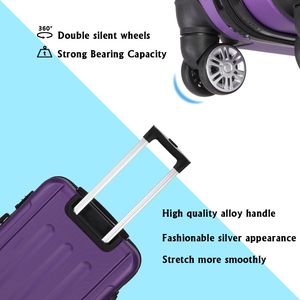 Valigia Trolley 3-in-1 Portatile in ABS Viola 20/24/28" Leggera in Plastica e Gomma con Serratura TSA Design alla Moda - Product Image 6