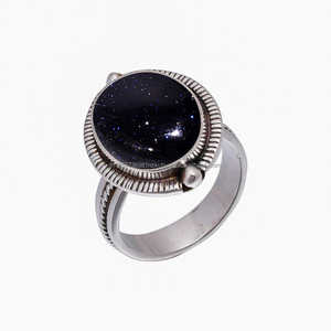 Mejor venta plata esterlina 925 sólida azul Sunstone anillo hecho a mano joyería de mujer con chapado en rodio regalo para ella - Product Image 5