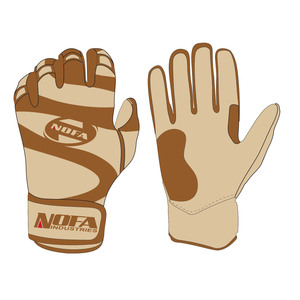 NOFA INDUSTRIES Leather Batting Gloves Beige Brown Ambidextrous <b>Hook</b> And Loop Closure Training Use - Product Image 1