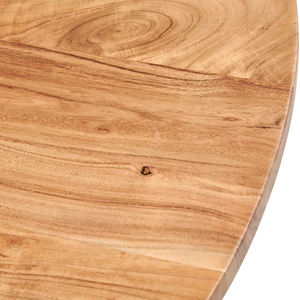 Mesa de comedor redonda con base de pedestal llamativa, tablero de madera maciza de acacia, acabado negro y natural, para el hogar, cocina o restaurante. - Product Image 6