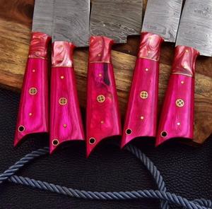 Handmade 5-Piece Damascus Steel Chef <b>Knives</b> with Customized Handle <b>Sharp</b> Serrated Edge for Multi-Purpose Eco-Friendly - Product Image 4