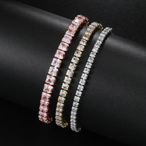 SQ Cushion Cut Moissanite Tennis <b>Bracelet</b> Gold Plated Adjustable GRA Certified Unisex Bridesmaid Party Gift - Product Image 2