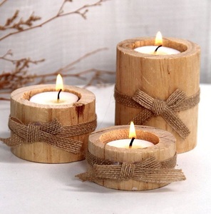 <b>Wooden</b> Tea Light Holder Set Round Handmade Wood Candle Holders for Home Decoration by Curio Craft - Product Image 1