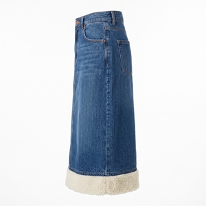 Jupe en jean doublée sherpa pour femme, chaude, décontractée et confortable, pour l'hiver, OEM ODM, vente en gros, usine, lavage personnalisé, faible MOQ - Product Image 2