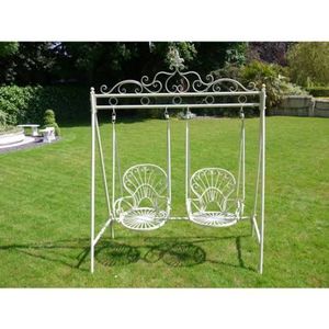 Banc balançoire élégant en fer pour patio, idéal pour l'ameublement de jardin familial, la décoration de balcon et les moments de détente en extérieur - Product Image 4