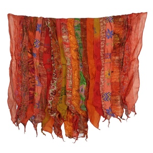 Écharpes de danse orientale Dupatta vintage, patchs Sari, écharpe réversible, écharpe rayée colorée, panneau en soie vintage, assortiment vintage - Product Image 2