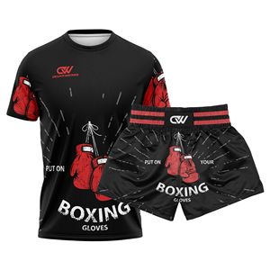 Conjunto de Rashguard de Compresión de Manga Corta Sublimado con Logotipo Personalizado OEM, Ligero, de Spandex/Poliéster, Elástico, para Kickboxing y Muay Thai - Product Image 1