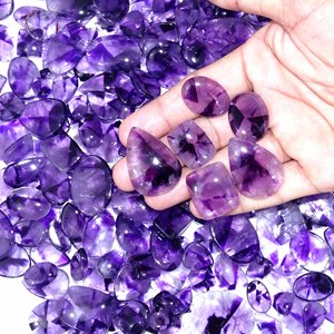 Venta al por mayor de cabujones sueltos de amatista natural y cuarzo, corte ovalado/pera, certificados por terceros, con juego de color, tamaño personalizable 4-15g - Product Image 2