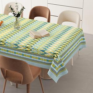 Hand Block Printed Geometric Cotton <b>Tablecloth</b> Rectangular Washable Eco-Friendly Reusable Custom for Home Wedding Banquet Party - Product Image 1