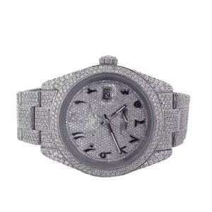 Reloj de lujo para mujer, de acero inoxidable, con diamantes, Tonneau, 42mm, analógico, con fecha, movimiento de cuarzo, cierre plegable, cristal de zafiro - Product Image 1
