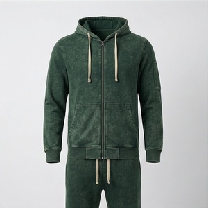 Conjunto Deportivo Personalizado con Logotipo Impreso en Relieve, Sudadera con Capucha y Pantalones Deportivos para Hombre, Estilo Lavado Ácido, Ropa Deportiva Urbana - Product Image 1
