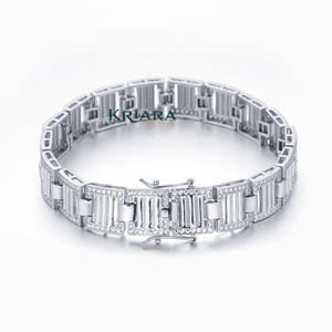 Pulsera de Cadena con Eslabones Geométricos de Moissanita Chapada en Oro 925, Lujosa, Unisex, para Uso Diario - Product Image 2