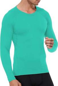 Men's Full Sleeve Compression Rash Guard Sport <b>Top</b> Teal Spandex/Polyester Quick Dry Breathable Sublimation Printed - Product Image 4