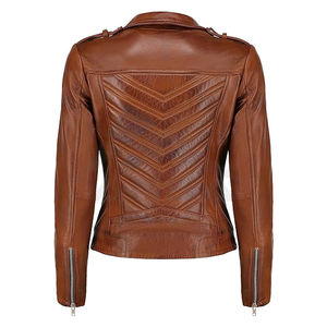 Chaqueta de Motocicleta Casual con Diseño de Cremallera para Viajes al Aire Libre, Chaqueta de Cuero para Mujer, de Alta Gama, Duradera, con Bordado de Rayas - Product Image 4