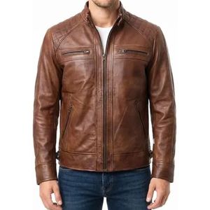 <b>Men's</b> Classic Faux <b>Shearling</b> B-3 Bomber <b>Jacket</b> print leather biker <b>jacket</b> - Product Image 4