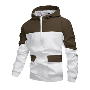 Men's Color block Windbreaker Jacket Lightweight Hooded Casual Outdoor Sports <b>Coat</b> Wholesale - Product Image 1