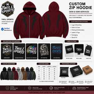 Sudadera con Capucha y Cremallera para Hombre, Color Granate, de Algodón, con Diseño Estampado en Silicona Negra, Lavado Ácido, Bolsillo Delantero, Corte Regular, Ropa Casual de Invierno - Product Image 4