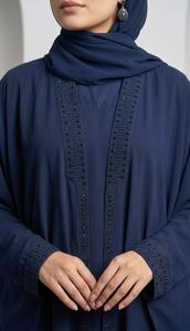 Luxury Women Embroidered Premium Dubai Style Black Abaya with Elegant Thread and Beadwork Detailing on Sleeves and Front Panel - Product Image 2
