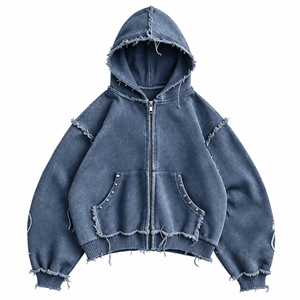 <b>Men's</b> Oversized Hooded <b>Fleece</b> <b>Jacket</b> Printed Raglan Sleeve Casual Autumn Style Blue Beige Pocket Design Breathable - Product Image 4