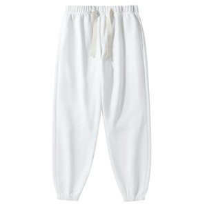 Men's Black Sweatpants Elastic Waist Drawstring Side Pockets Casual Joggers Autumn Midweight Knitted Polyester Pants - Product Image 2