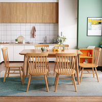 Ensemble de table à manger rectangulaire extensible en bois ZF Global Export, 6 chaises, design moderne, plateau résistant aux rayures, pour intérieur