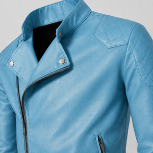 Premium Quality Unisex Stand Collar Camouflage <b>Thin</b> Leather <b>Jacket</b> Front Zipper Stylish Shoulder Stitching Everyday Wear Design - Product Image 4