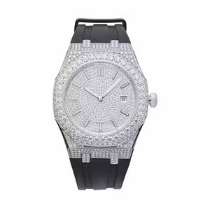 Reloj de Lujo para Hombre con Correa de Diamantes, Movimiento de Cuarzo, Acero Inoxidable, Esfera de Cristal con Moissanita, Edición Limitada - Lujo a la Moda - Product Image 3