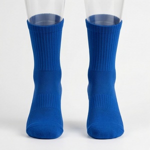 Crew <b>Socks</b> Solid Blue 100% Cotton Breathable Knitted Regular Style Adult Summer Casual Wear - Product Image 1