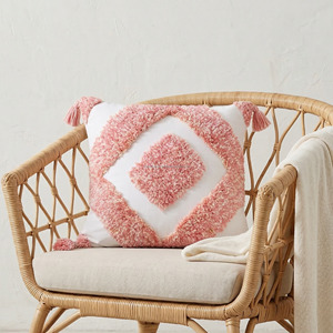 Ethnic Tufted Cushion Cover White Diamond Pattern Personalized 20x20 Textured <b>Pillow</b> Case <b>Sofa</b> Decor Accent - Product Image 4