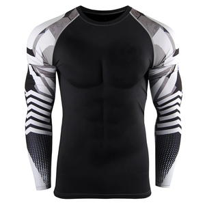 Best Quality Breathable Eco-Friendly Quick Dry Anti-Bacterial Sportswear Two Tone Adults <b>Long</b> <b>Sleeve</b> Men MMA Rash Guard - Product Image 1
