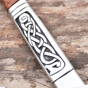 Handmade Carbon Steel Viking Battle <b>Axe</b> Head <b>Wood</b> Handle Leather Sheath Engraved 5 Cutting Edge 3Lb Weight for Camping DIY Gift - Product Image 5