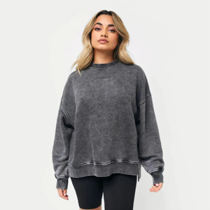 Washed Hooded Neck Loose Fit Vintage Winter <b>Sweatshirt</b> 100% Cotton Embroidered Casual Long Sleeve - Product Image 1
