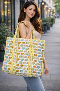 Bolso Tote Grande Hecho a Mano, Estilo Vintage, Acolchado, de Algodón Indio, Lavable, con Diseño Impreso, para Uso Diario de Mujeres - Product Image 6