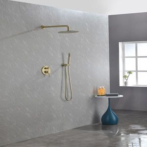 Wall Mounted 10\" Stainless Steel Rain Shower <b>Head</b> Set Classic <b>Style</b> High Pressure Handheld Shower System for Bathrooms - Product Image 1