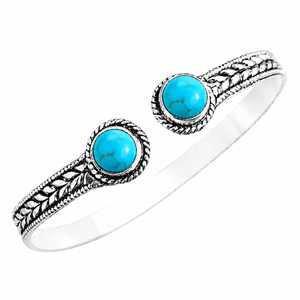 Boho Wave Manmade Turquoise Dual Stone Gold/<b>Silver</b> Plated Handmade Open <b>Cuff</b> Bangle Jewelry - Product Image 1