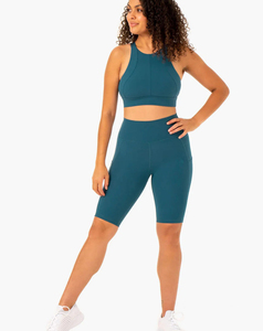 Women's Lightweight Seamless Solid Biker Gym <b>Tights</b> High Waist Breathable <b>Knitted</b> Fabric Spandex/Polyester 180g - Product Image 1