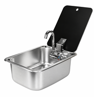 Évier de caravane en acier inoxydable à cuve unique avec couvercle en verre pour cuisine de camping-car et de caravane – Vente en gros pour acheteurs et importateurs