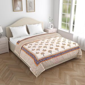 Jaipuri Traditional Rajasthani Floral Design Lightweight Cotton Soft & Cozy All-Season <b>Bedding</b> 85x55 Inches Multicolor - Product Image 1