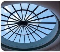 Dôme de toit en verre circulaire moderne avec structure en aluminium, système d'éclairage architectural pour plafond, pour bâtiment commercial