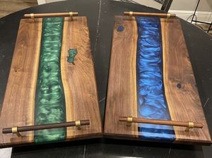 <b>Epoxy</b> <b>Resin</b> Wooden Serving Tray for Restaurant Hotel Supplies Christmas Decorative and Living Room Drink Serving Tray - Product Image 2