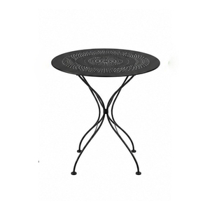 Table pliante d'extérieur ronde en métal avec plateau en treillis et motif floral, finition antique - Product Image 6