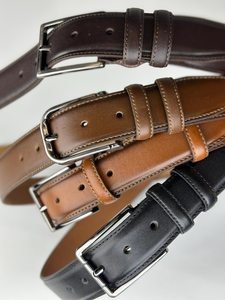 Custom Engraved Genuine Leather Men Belt Classic Metal Pin <b>Buckle</b> Luxury Design Business Suit <b>Straps</b> LMB-0097C - Product Image 5