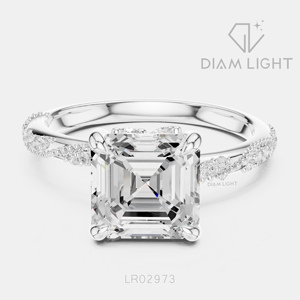 Bague élégante en diamant de laboratoire taille Asscher 2,66 carats en or blanc 14 carats, certifiée IGI, couleur F+, clarté VS+, bijoux fins pour femmes - Product Image 1