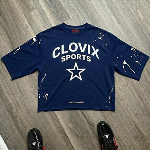 Nueva Tendencia, Camiseta de Manga Corta con Estampado de Gota de Pintura, Precio Bajo, Moda Urbana, Corte Holgado, Prenda Personalizada - Product Image 5